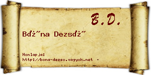 Bóna Dezső névjegykártya
